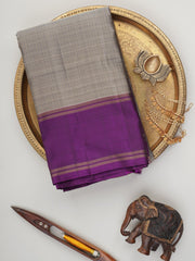 Kanchipuram Silk Grey 100% Pure Silk  Manoranjitham Weaves - Handloom Store