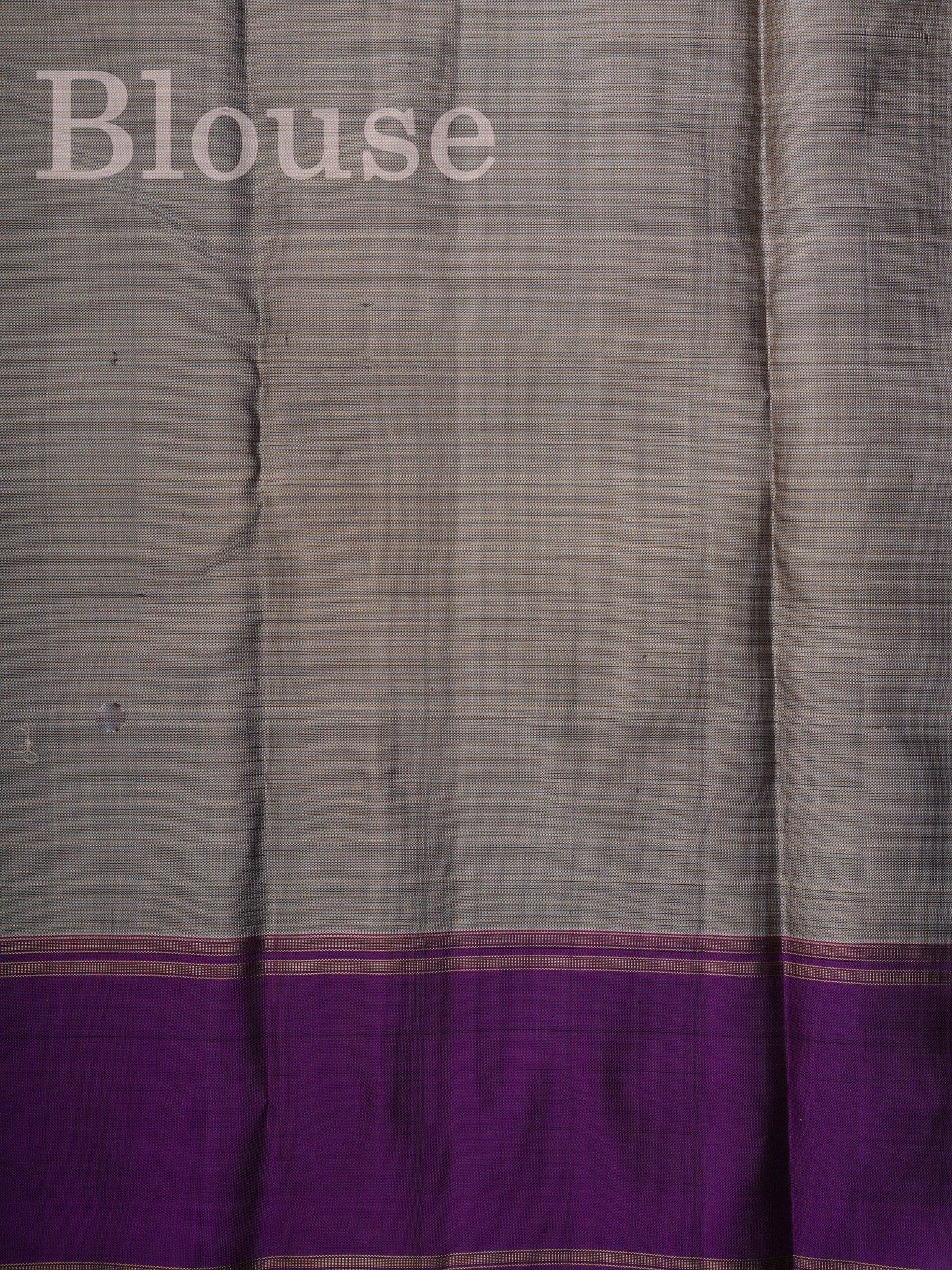 Kanchipuram Silk Grey 100% Pure Silk  Manoranjitham Weaves - Handloom Store