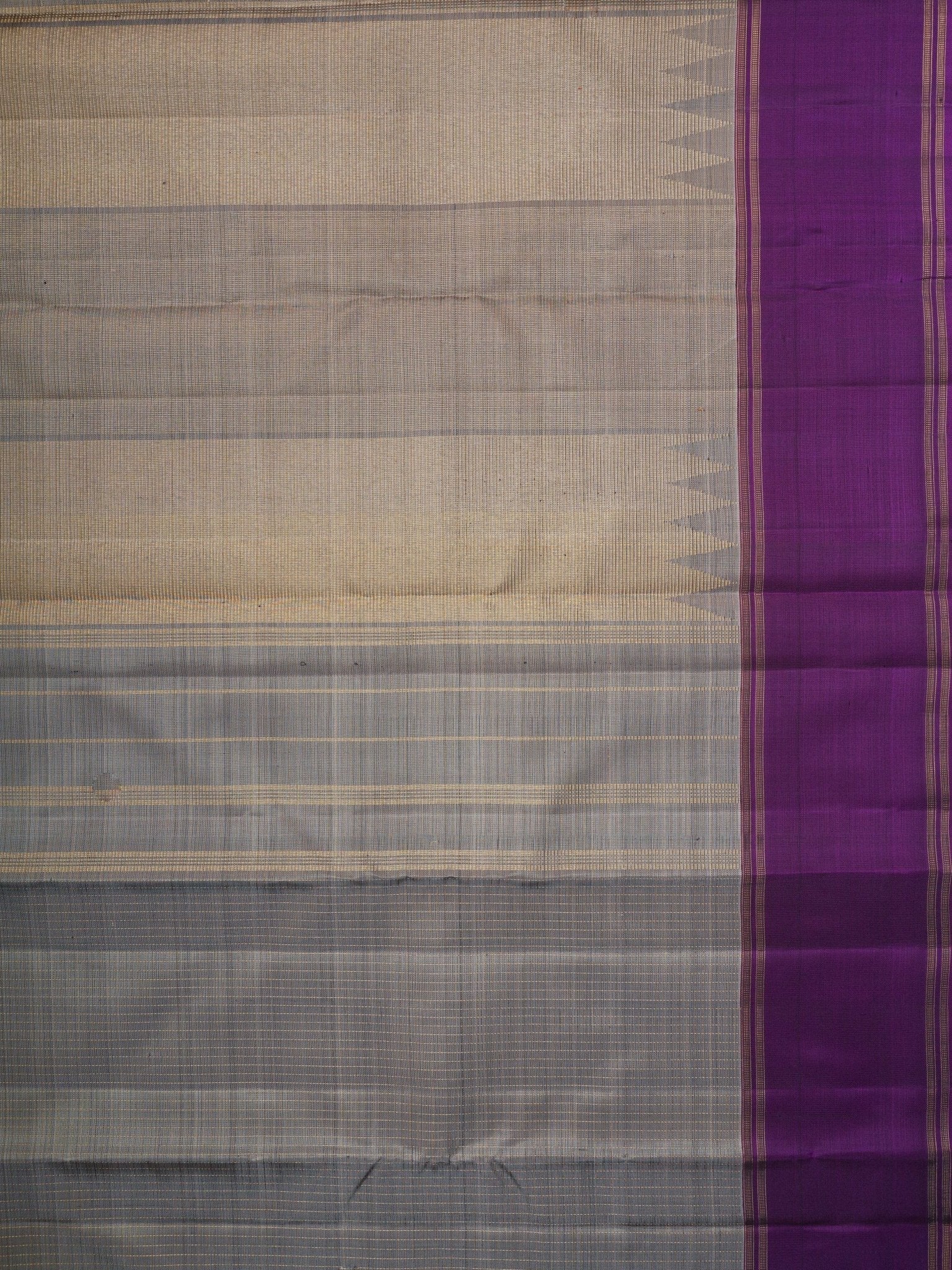 Kanchipuram Silk Grey 100% Pure Silk  Manoranjitham Weaves - Handloom Store