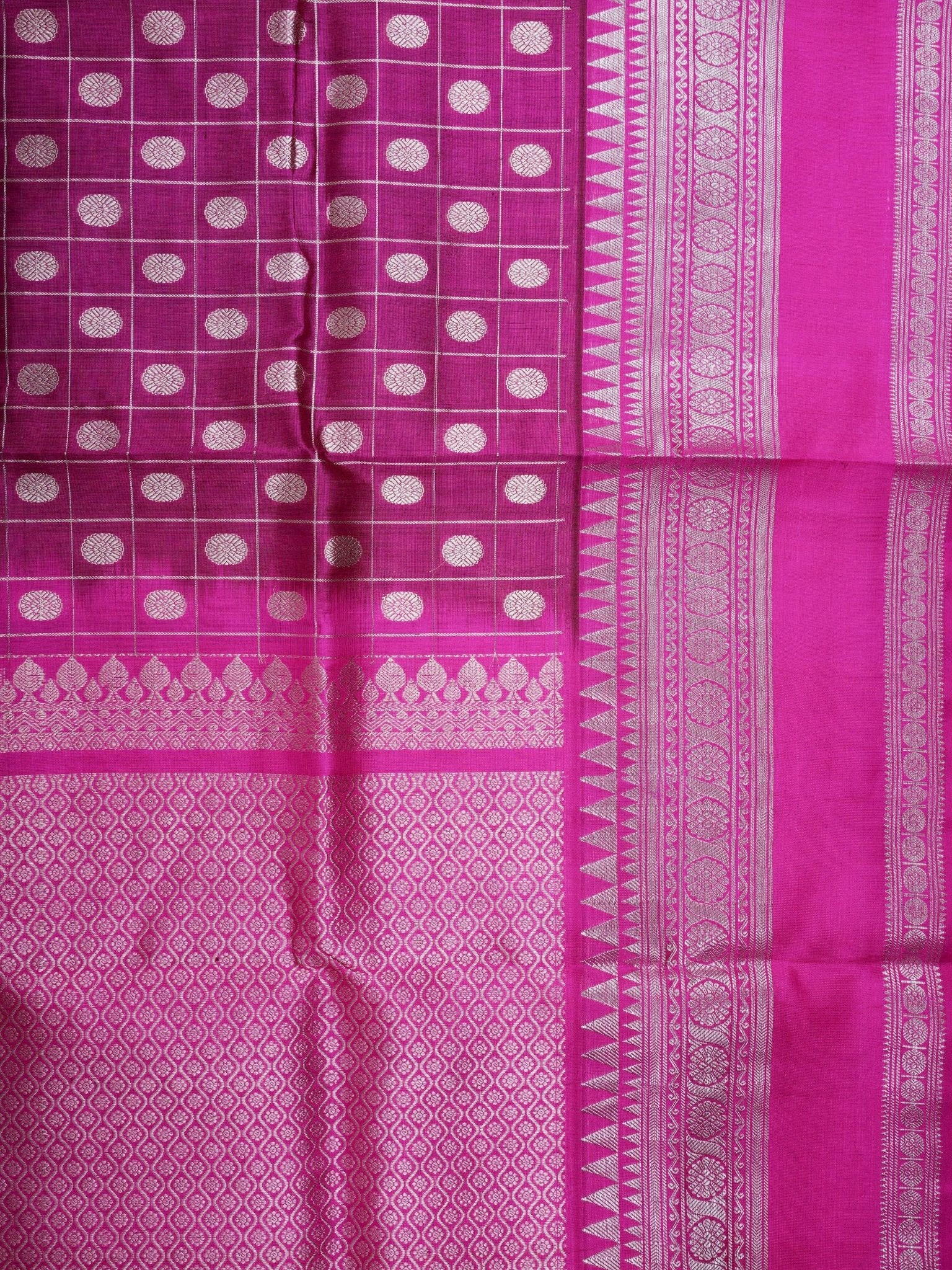 Venkatagiri Silk Purple 100% Pure Silk  - Manoranjitham Weaves - Handloom Store