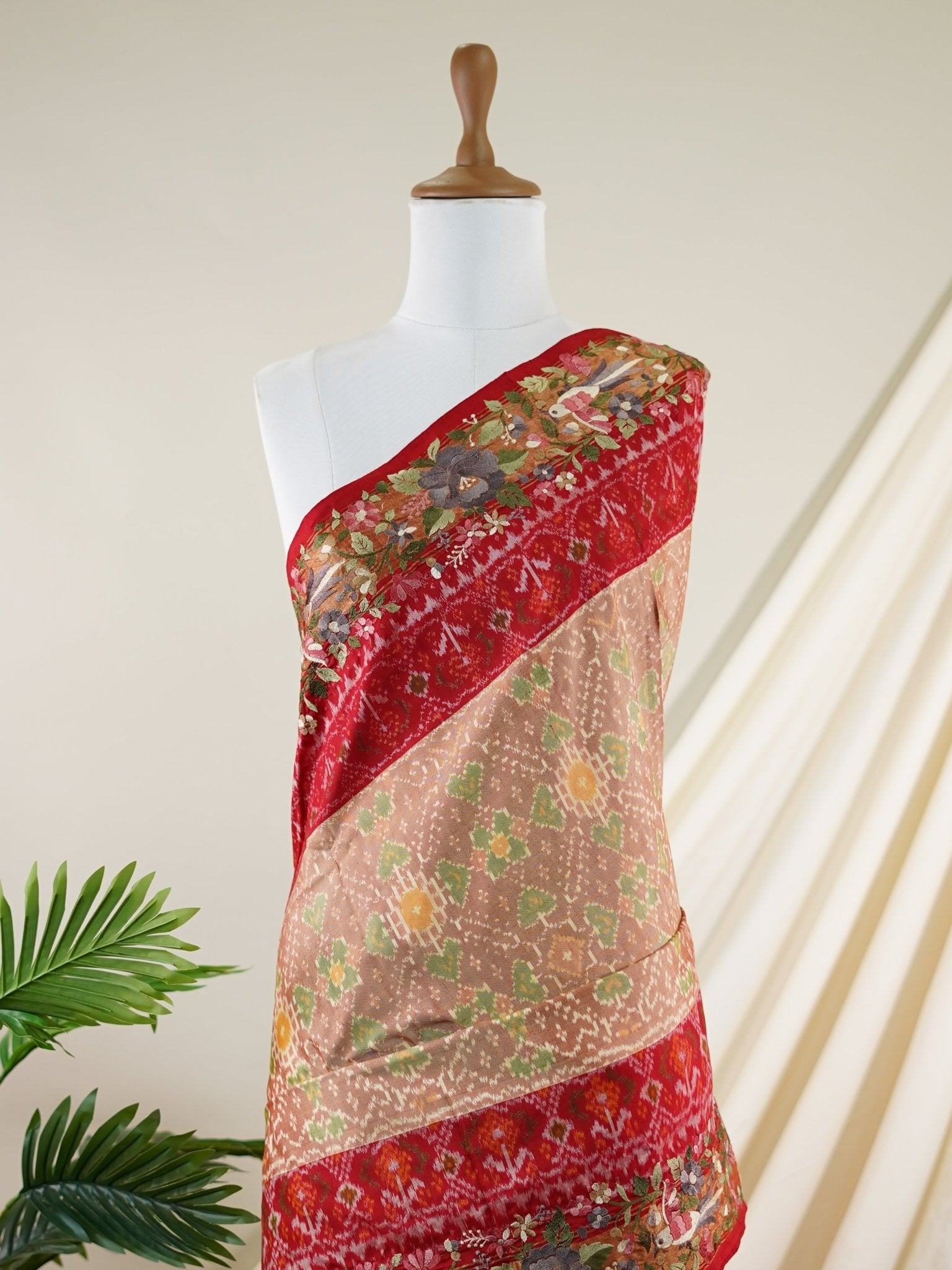 Pochampally Dark Beige 100% Pure Silk  - Manoranjitham Weaves - Handloom Store