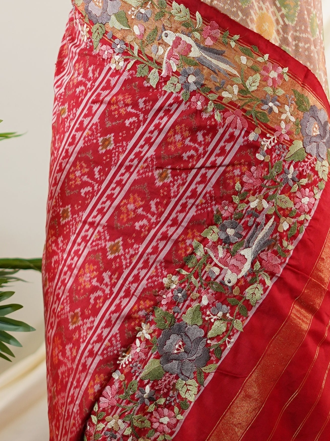 Pochampally Dark Beige 100% Pure Silk  - Manoranjitham Weaves - Handloom Store