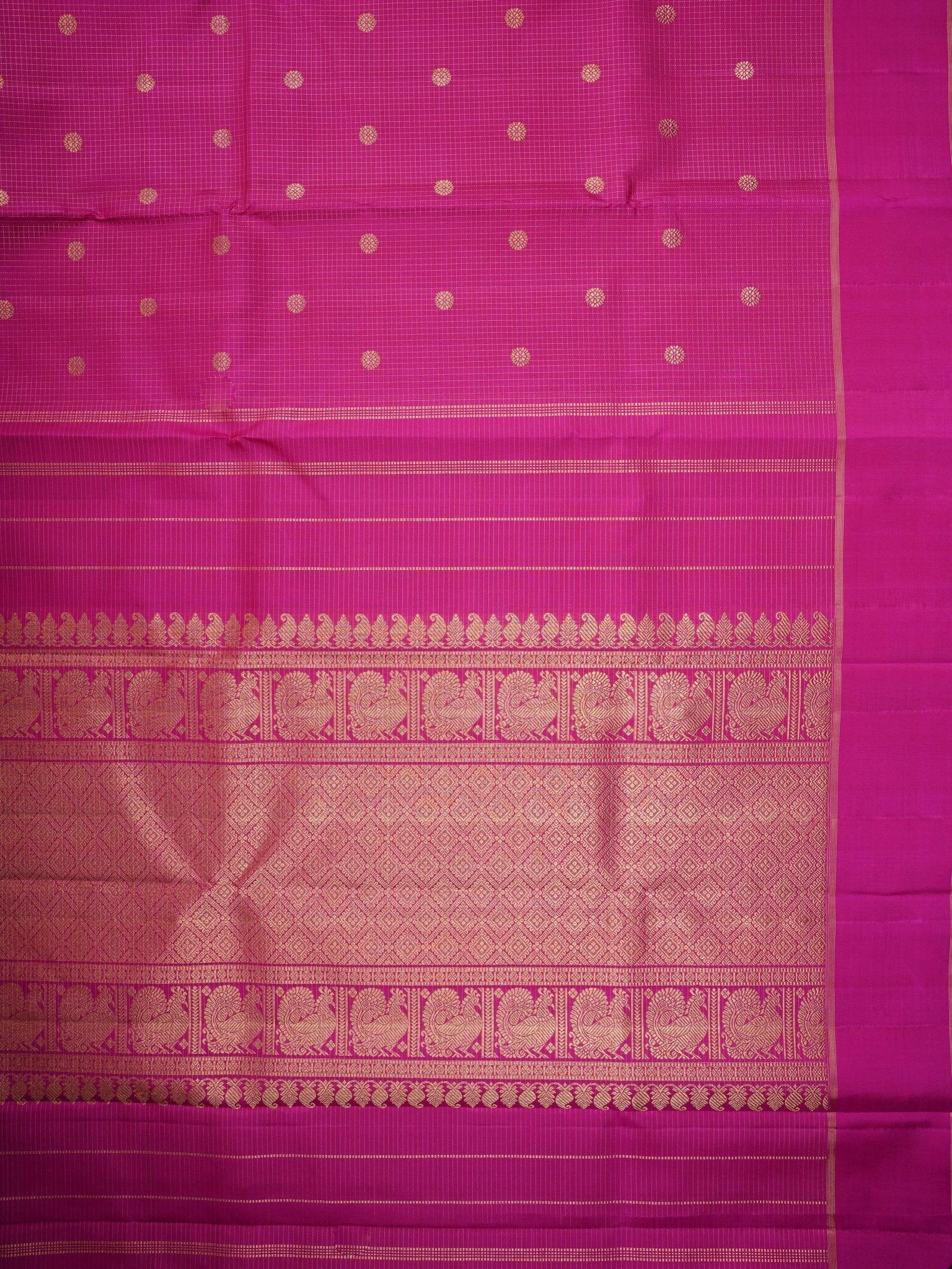 Kanchipuram Silk Magenta Pink 100% Pure Silk  - Manoranjitham Weaves - Handloom Store