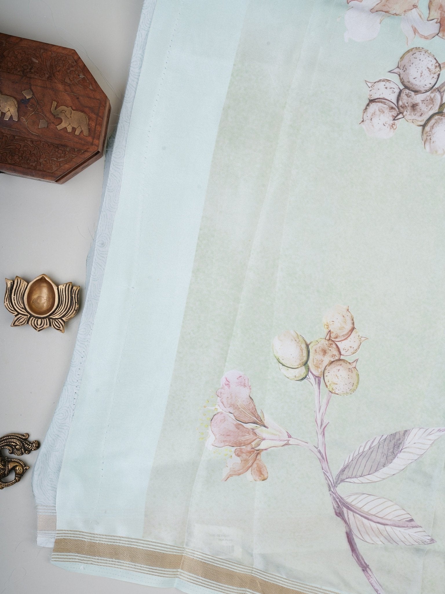 Mushru Light Green Semi Mushru Manoranjitham Weaves - Handloom Store