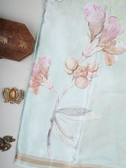 Mushru Light Green Semi Mushru Manoranjitham Weaves - Handloom Store