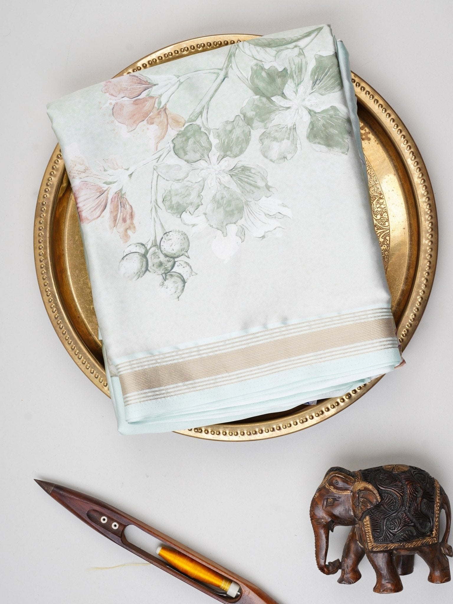 Mushru Light Green Semi Mushru Manoranjitham Weaves - Handloom Store