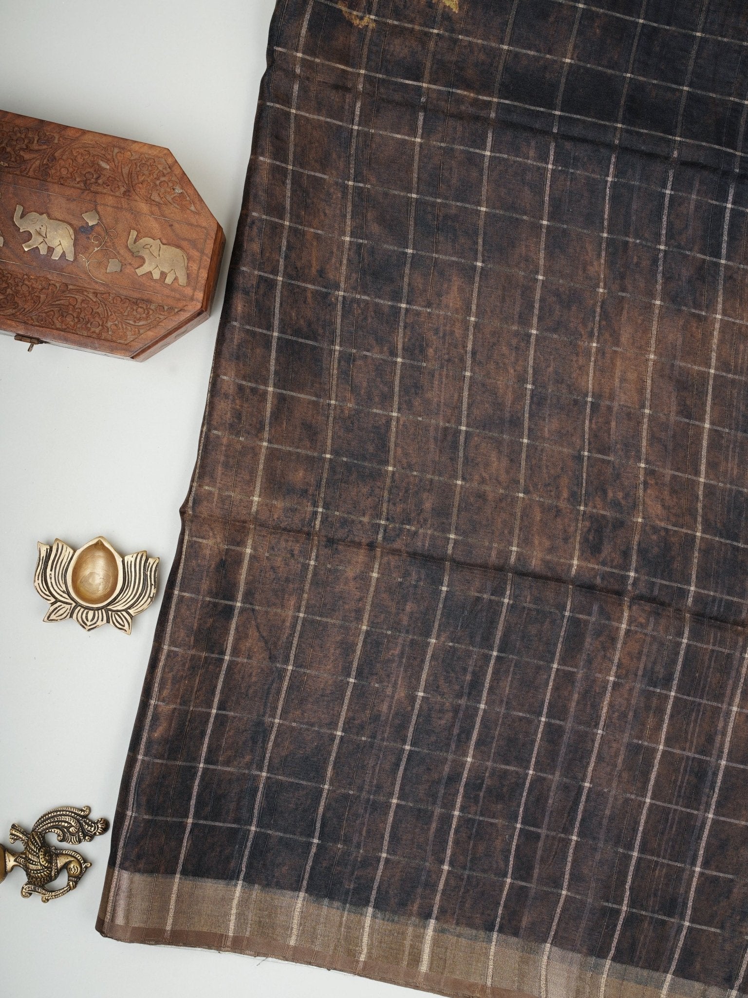 Tussars Black Semi Tussar Manoranjitham Weaves - Handloom Store