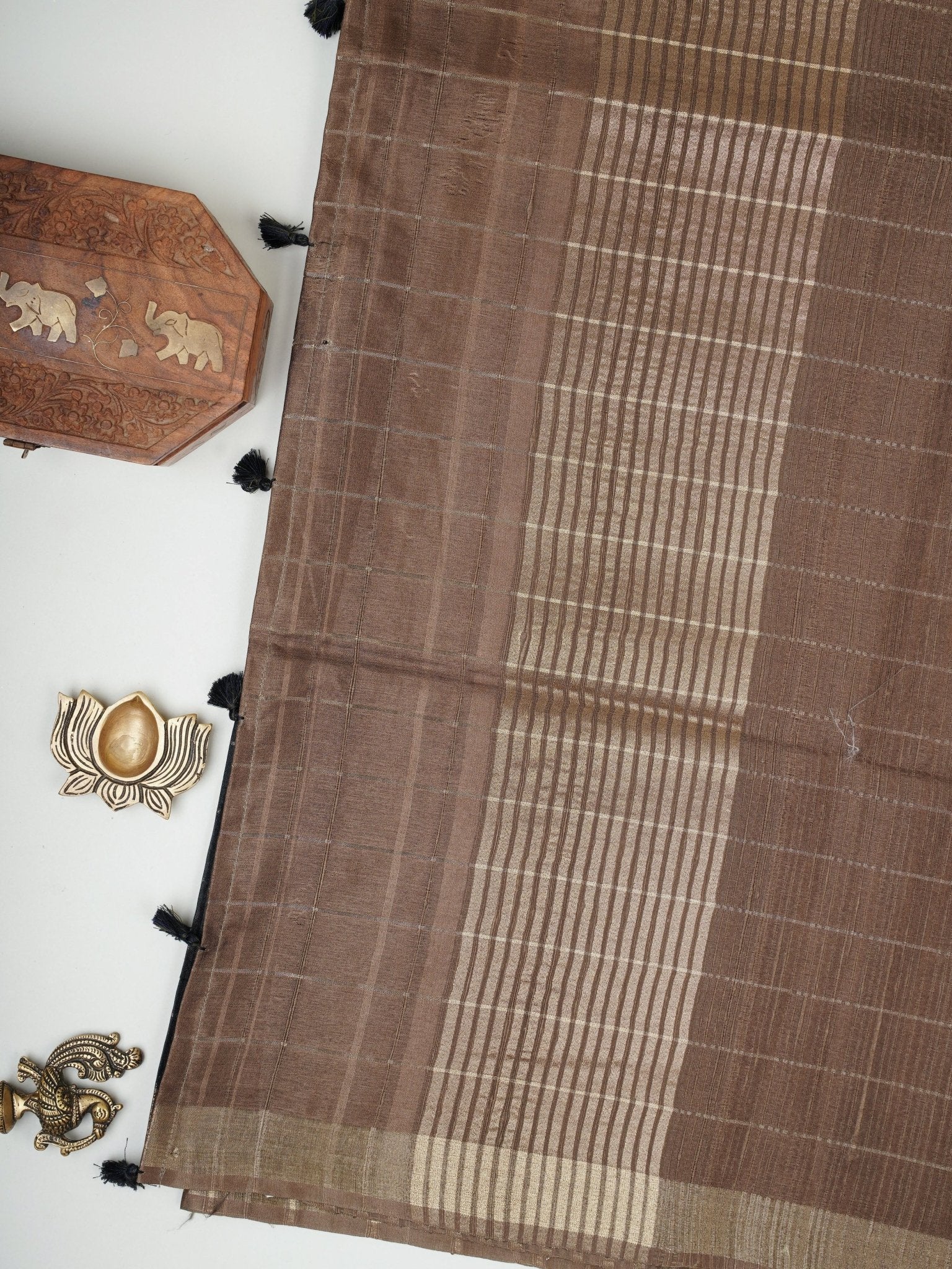 Tussars Black Semi Tussar Manoranjitham Weaves - Handloom Store