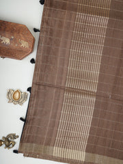 Tussars Black Semi Tussar Manoranjitham Weaves - Handloom Store