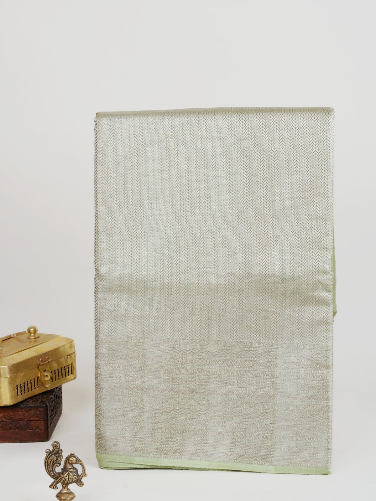 Chiniya Silk Teal Green 100% Pure Katan Soft Silk - Manoranjitham Weaves - Handloom Store