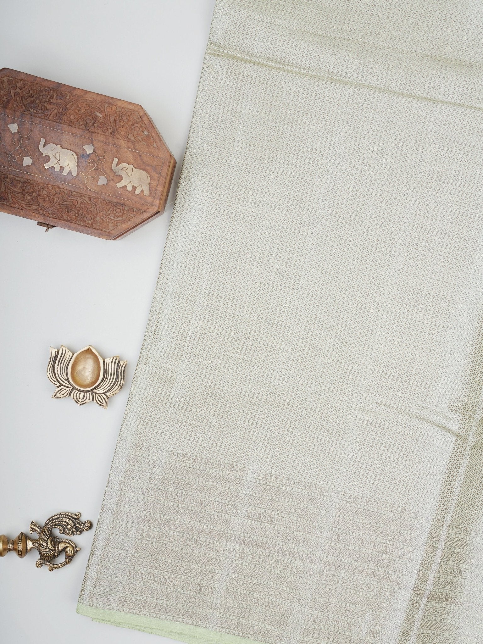 Chiniya Silk Teal Green 100% Pure Katan Soft Silk - Manoranjitham Weaves - Handloom Store
