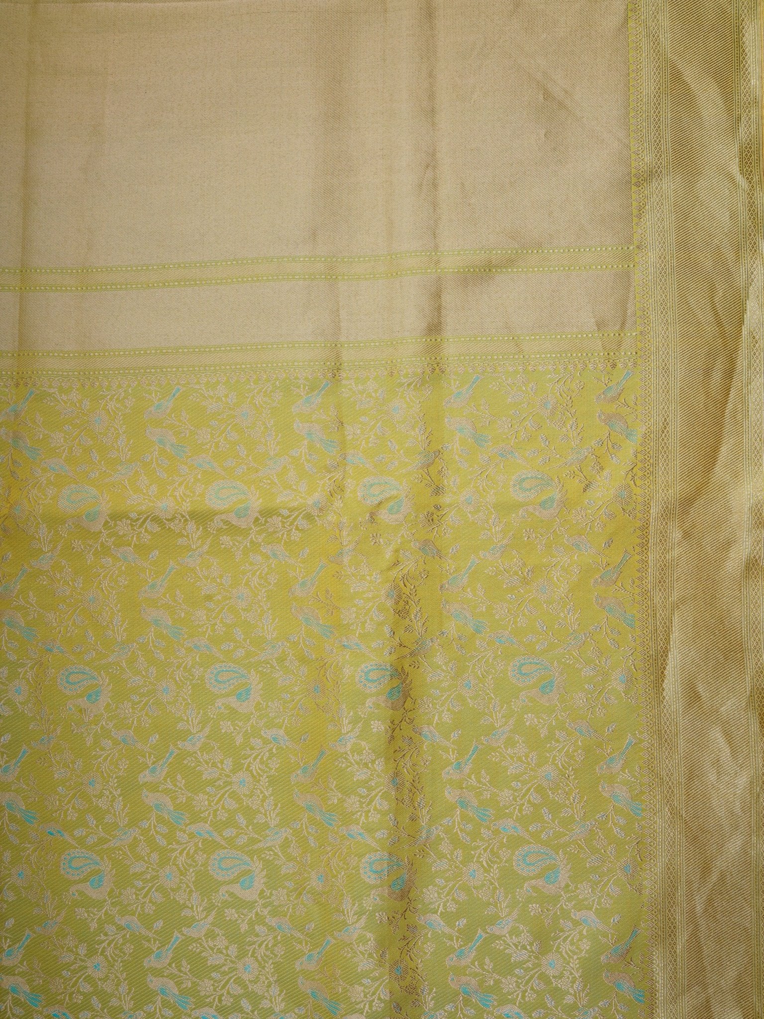 Katan Yellow 100% Pure Katan Silk Manoranjitham Weaves - Handloom Store