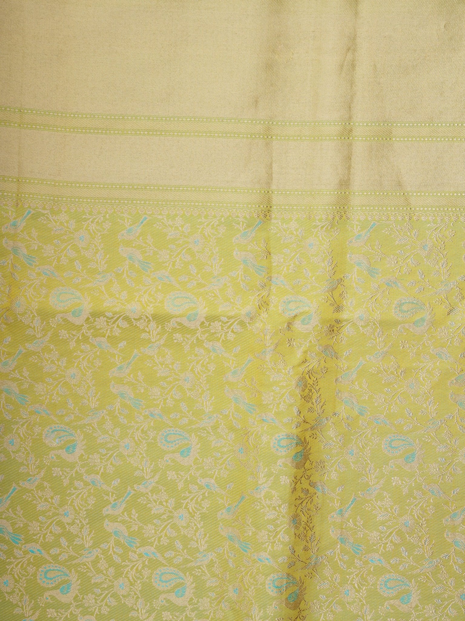 Katan Yellow 100% Pure Katan Silk Manoranjitham Weaves - Handloom Store