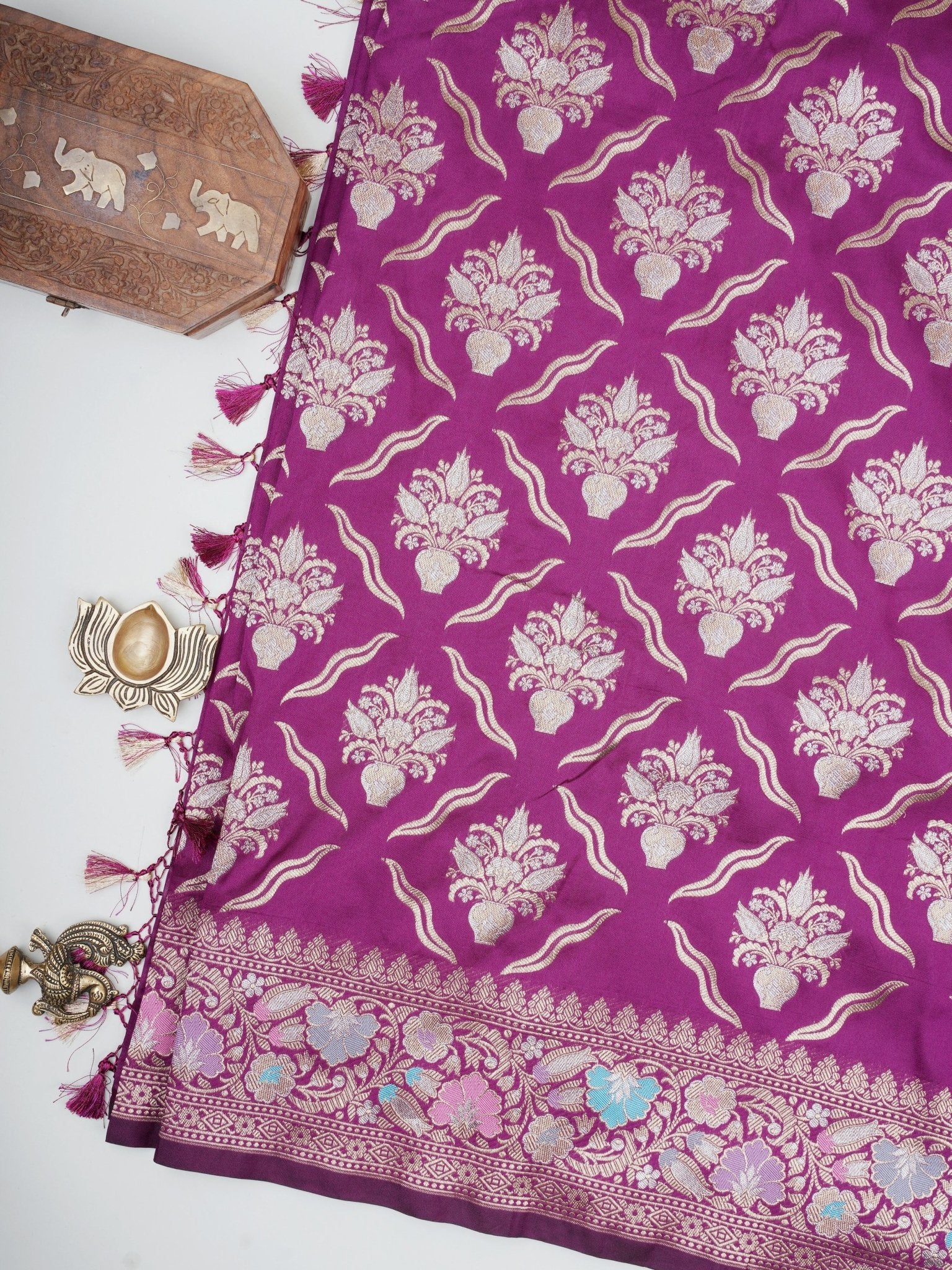 Katan Purple Katan Semi Silk Manoranjitham Weaves - Handloom Store