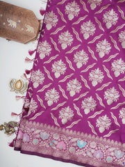 Katan Purple Katan Semi Silk Manoranjitham Weaves - Handloom Store
