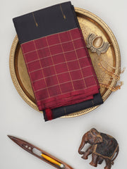 Kanchipuram Silk Black 100% Pure Silk  Manoranjitham Weaves - Handloom Store