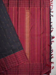 Kanchipuram Silk Black 100% Pure Silk  Manoranjitham Weaves - Handloom Store