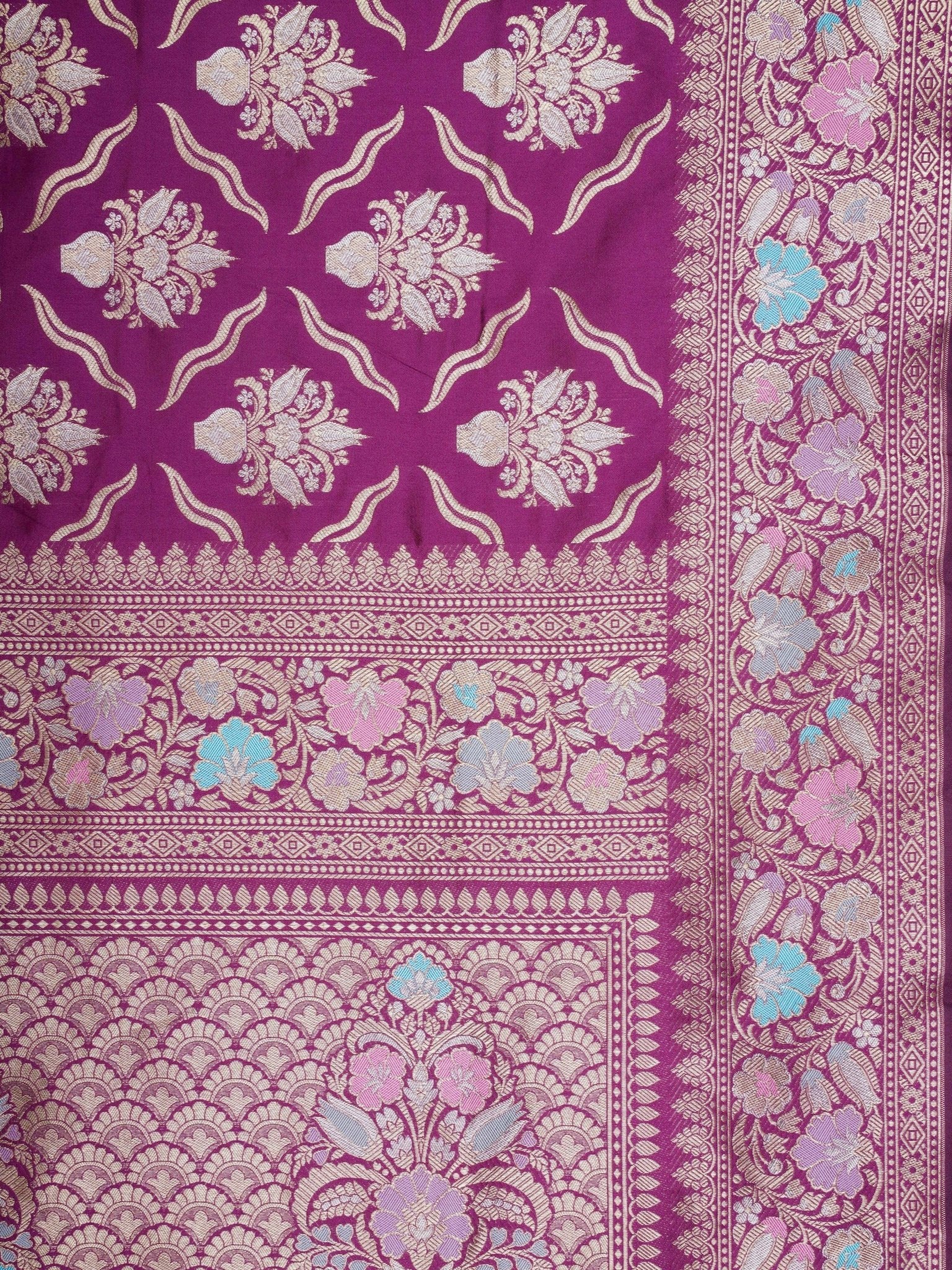 Katan Purple Katan Semi Silk Manoranjitham Weaves - Handloom Store
