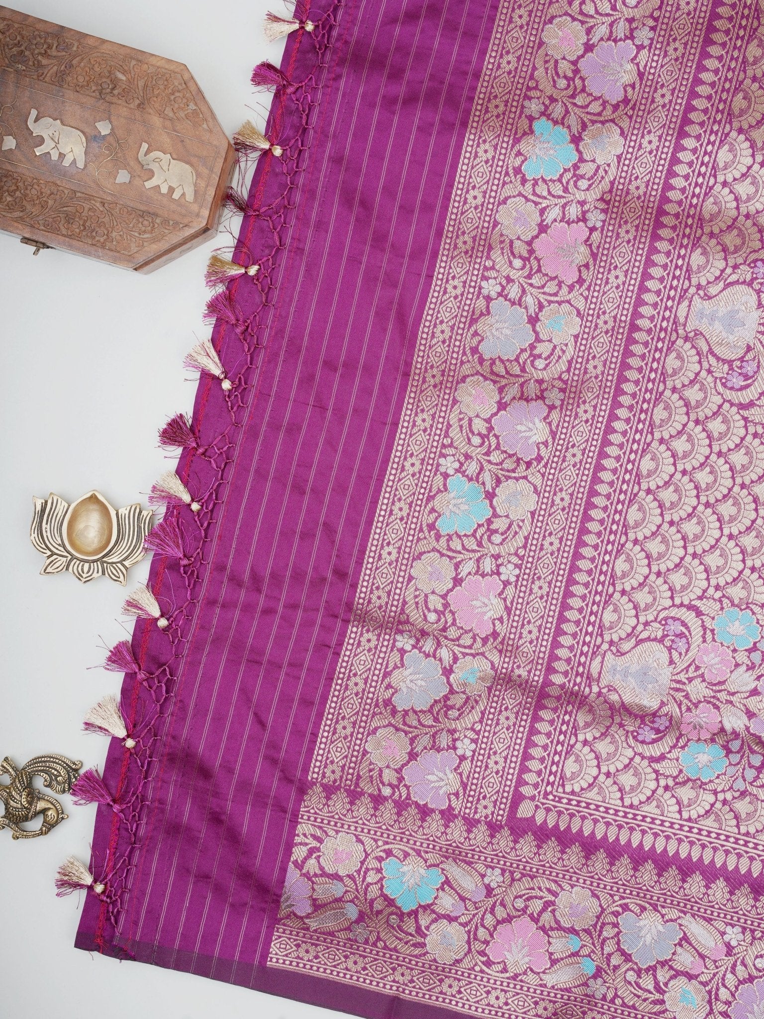 Katan Purple Katan Semi Silk Manoranjitham Weaves - Handloom Store