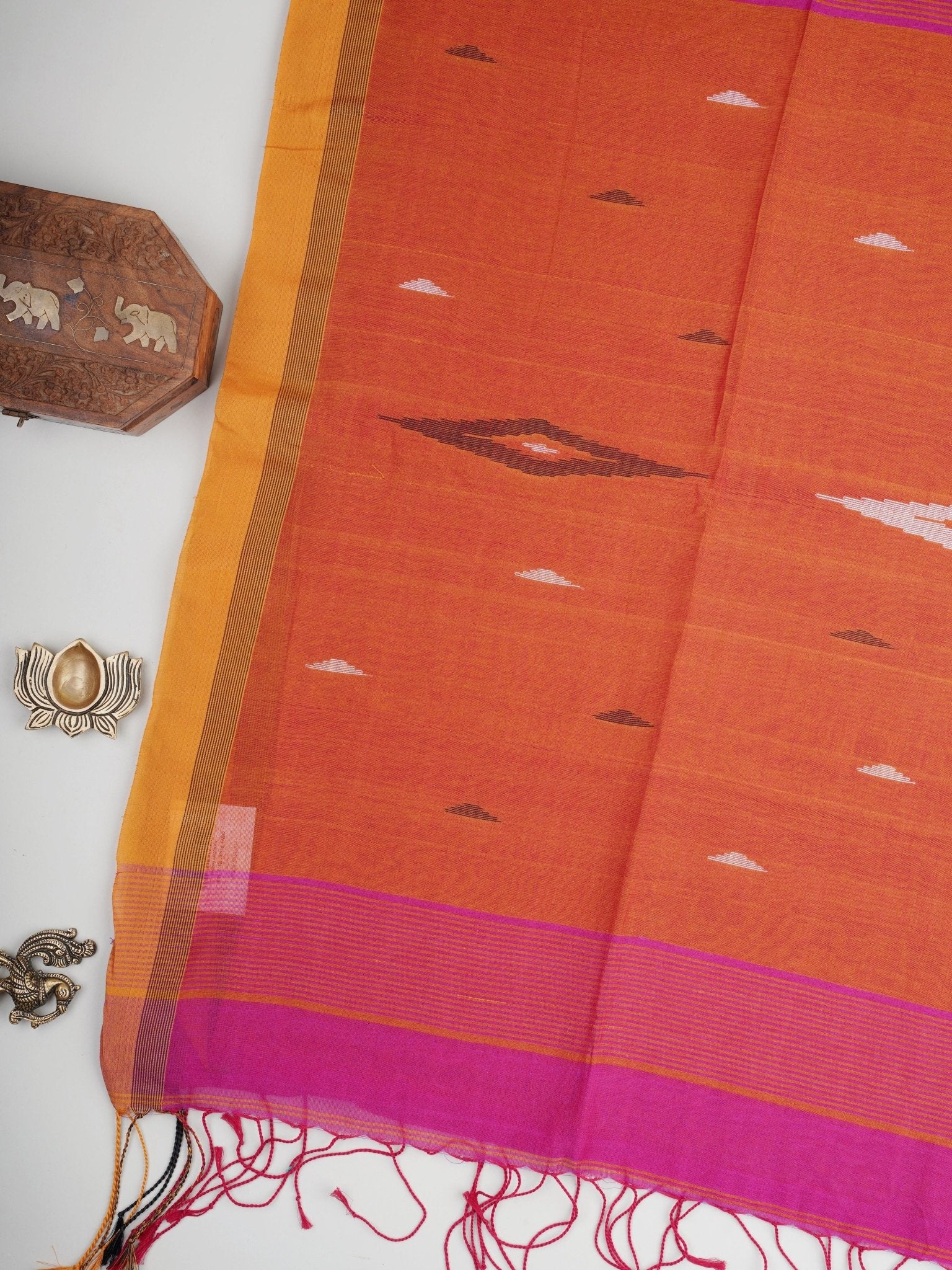 Cotton Orange 100% Pure Cotton Manoranjitham Weaves - Handloom Store