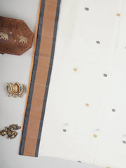 Cotton White 100% Pure Cotton Manoranjitham Weaves - Handloom Store