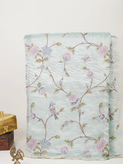 Net Poweder Blue 100% Pure Crush Tissue Manoranjitham Weaves - Handloom Store