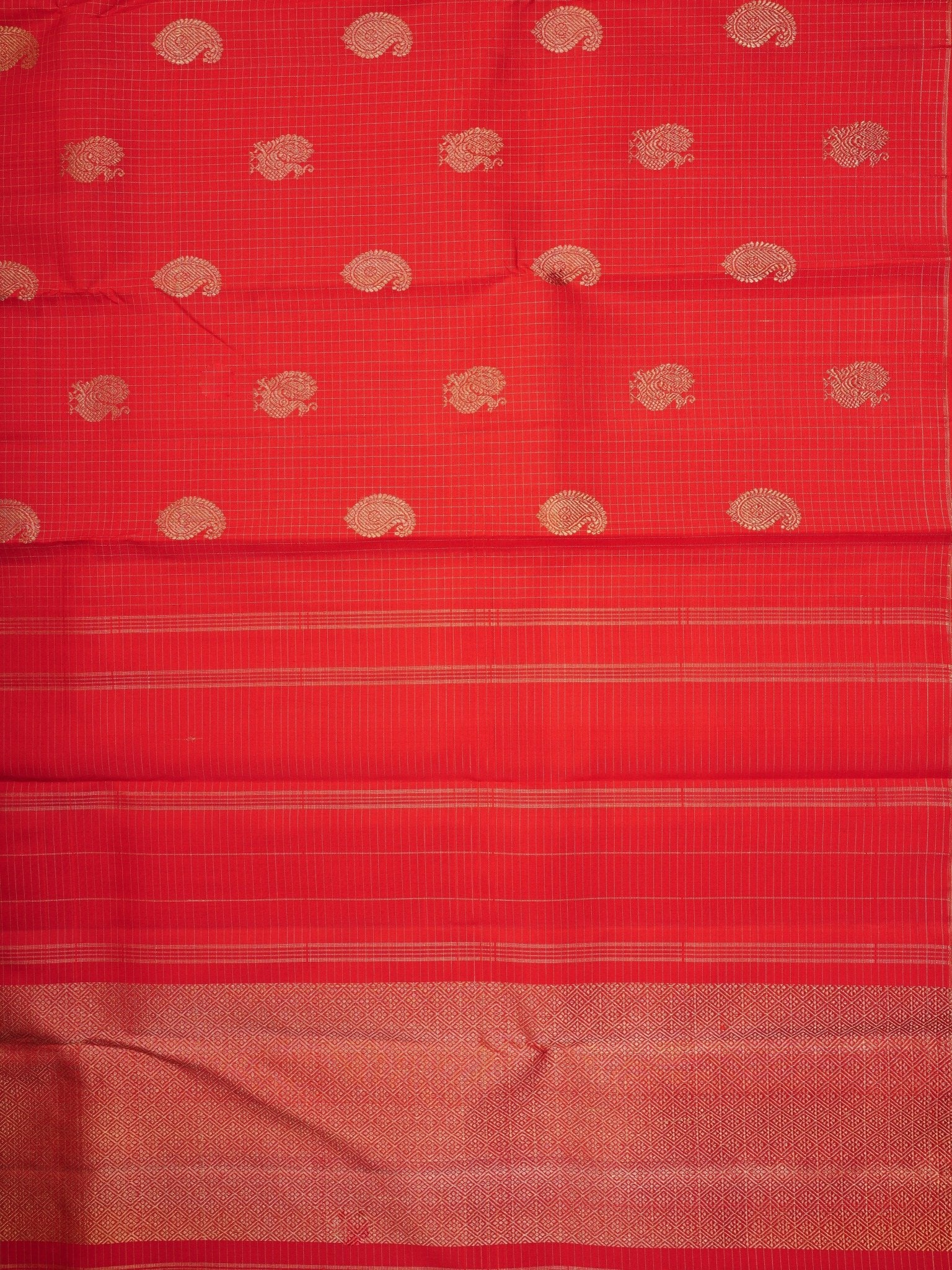 Kanchipuram Silk Red 100% Pure Silk  - Manoranjitham Weaves - Handloom Store