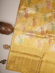 Kanchipuram Silk Yellow  100% Pure Silk  Manoranjitham Weaves - Handloom Store