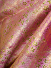 Kanchipuram Silk Pink 100% Pure Silk  Manoranjitham Weaves - Handloom Store
