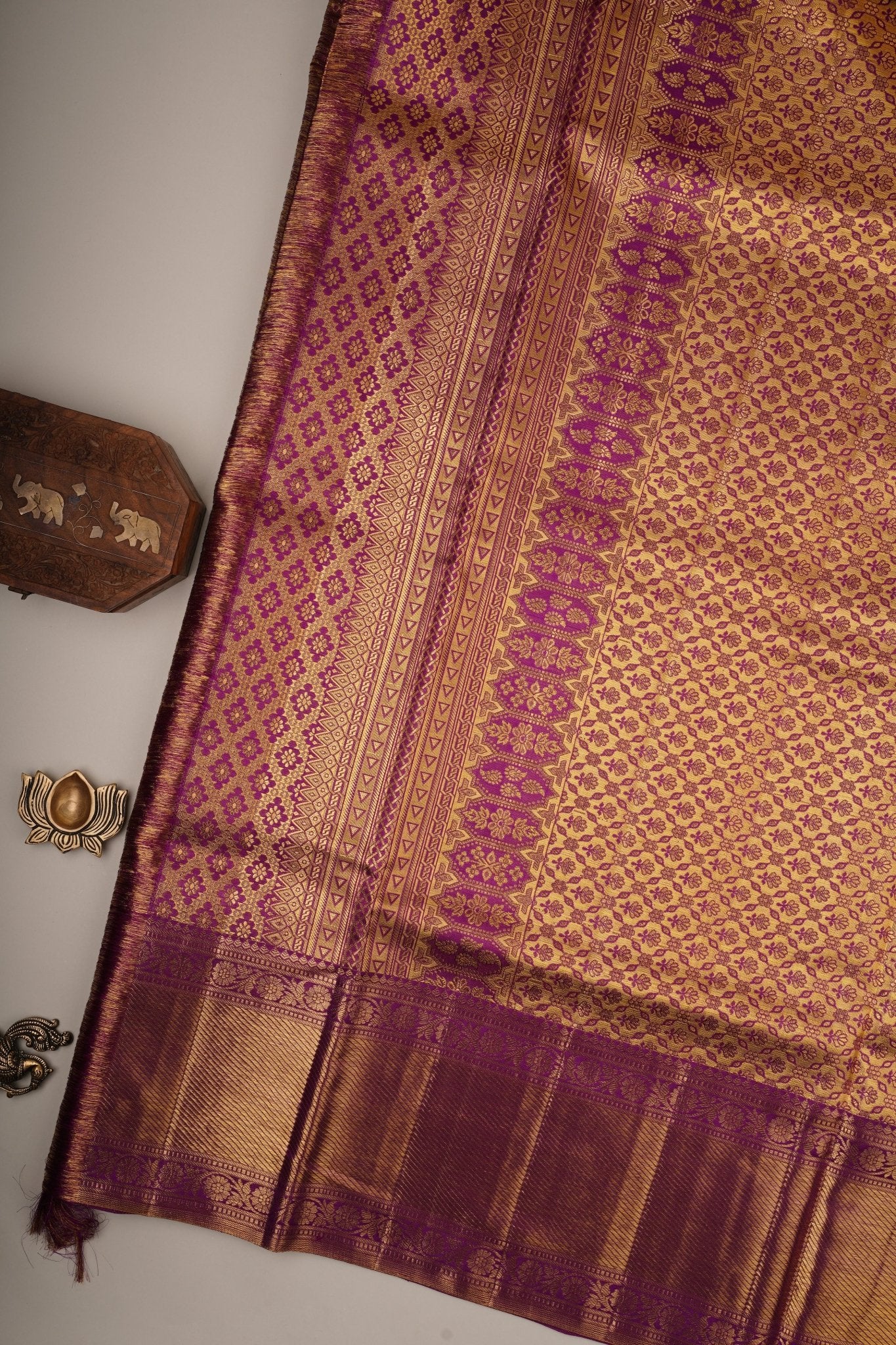 Kanchipuram Silk Cream 100% Pure Silk 