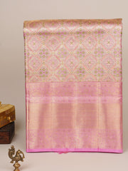 Kanchipuram Silk Pink 100% Pure Silk  Manoranjitham Weaves - Handloom Store