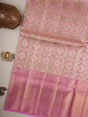 Kanchipuram Silk Pink 100% Pure Silk  Manoranjitham Weaves - Handloom Store