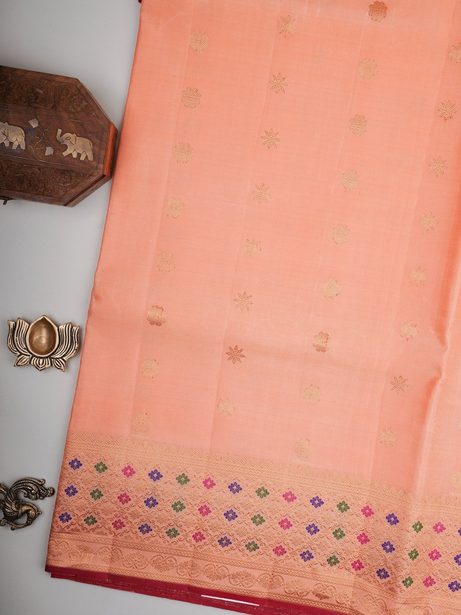 Gadwal Silk Pink 100% Pure Silk 
