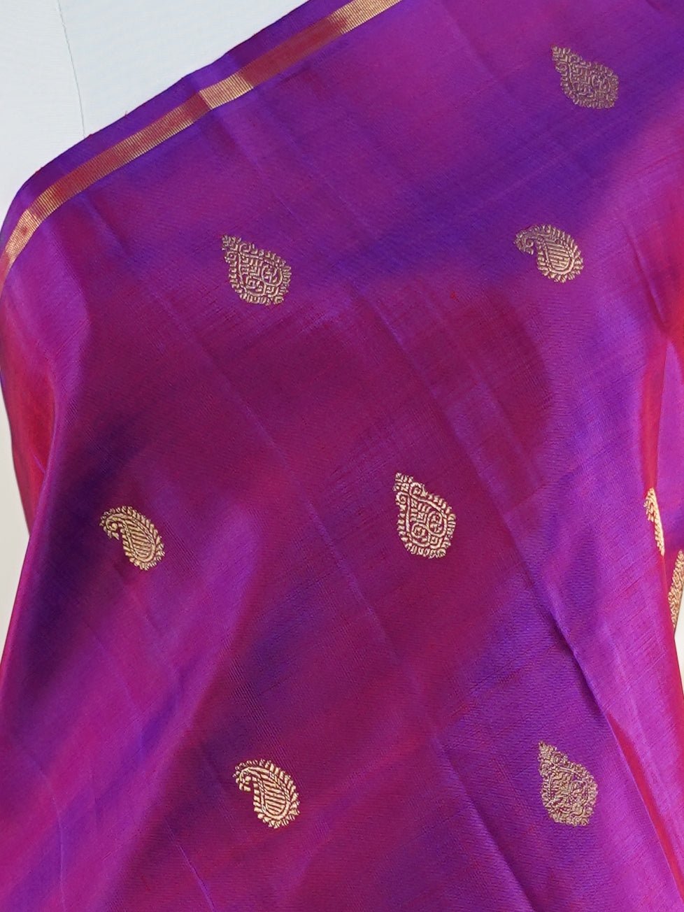Kanchipuram Silk Purple 100% Pure Silk  - Manoranjitham Weaves - Handloom Store
