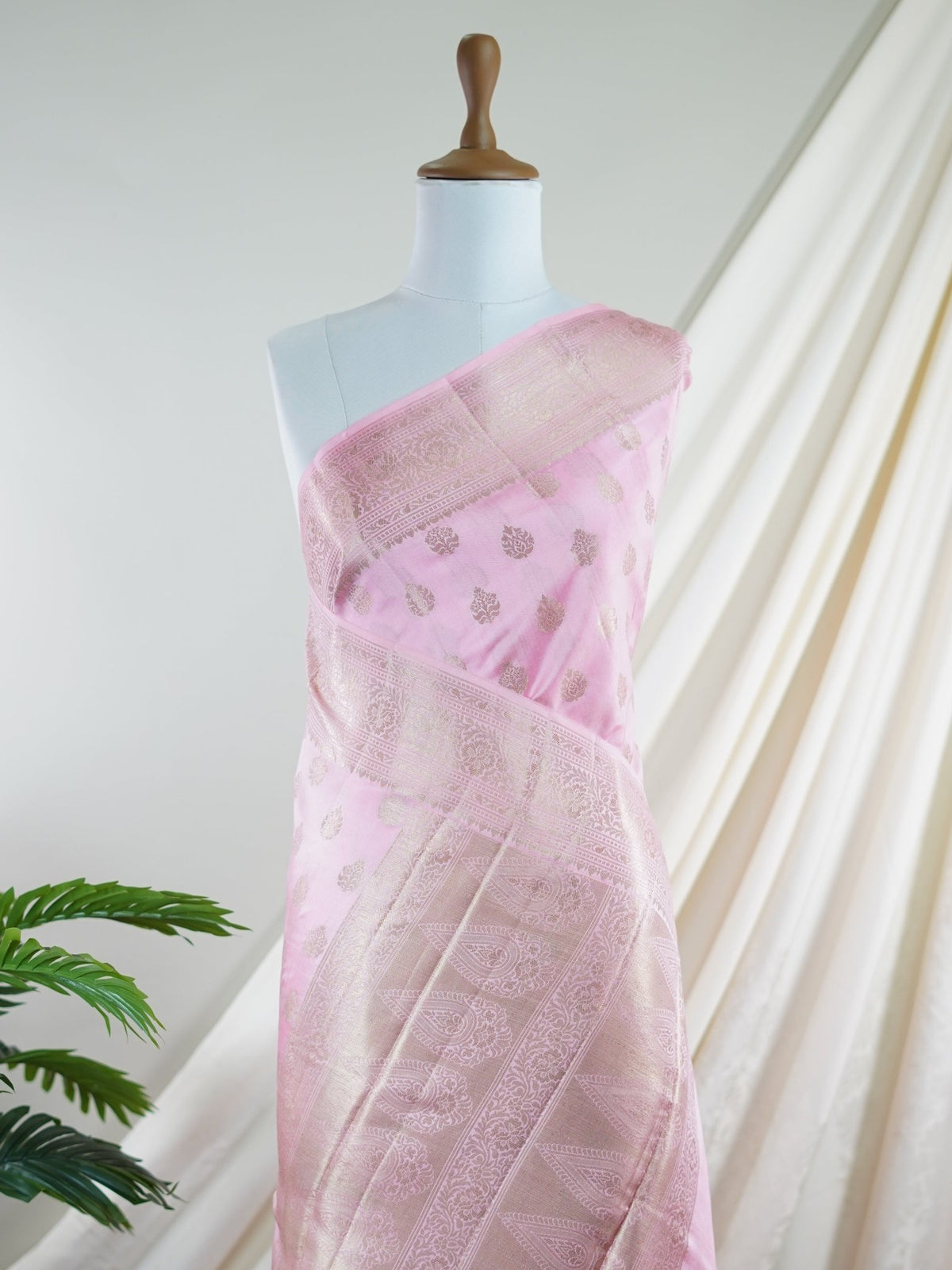 Chiniya Silk Baby Pink 100% Pure Chiniya Silk  - Manoranjitham Weaves - Handloom Store