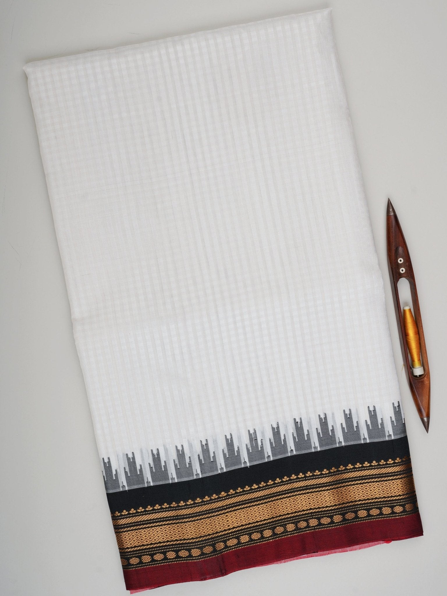 Gadwal Silk White 100% Pure Silk 