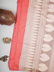 Satin Red Semi Mushru Manoranjitham Weaves - Handloom Store
