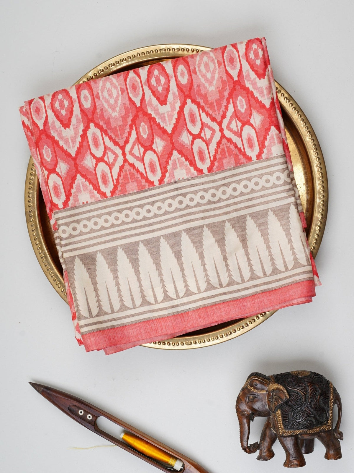 Satin Red Semi Mushru Manoranjitham Weaves - Handloom Store