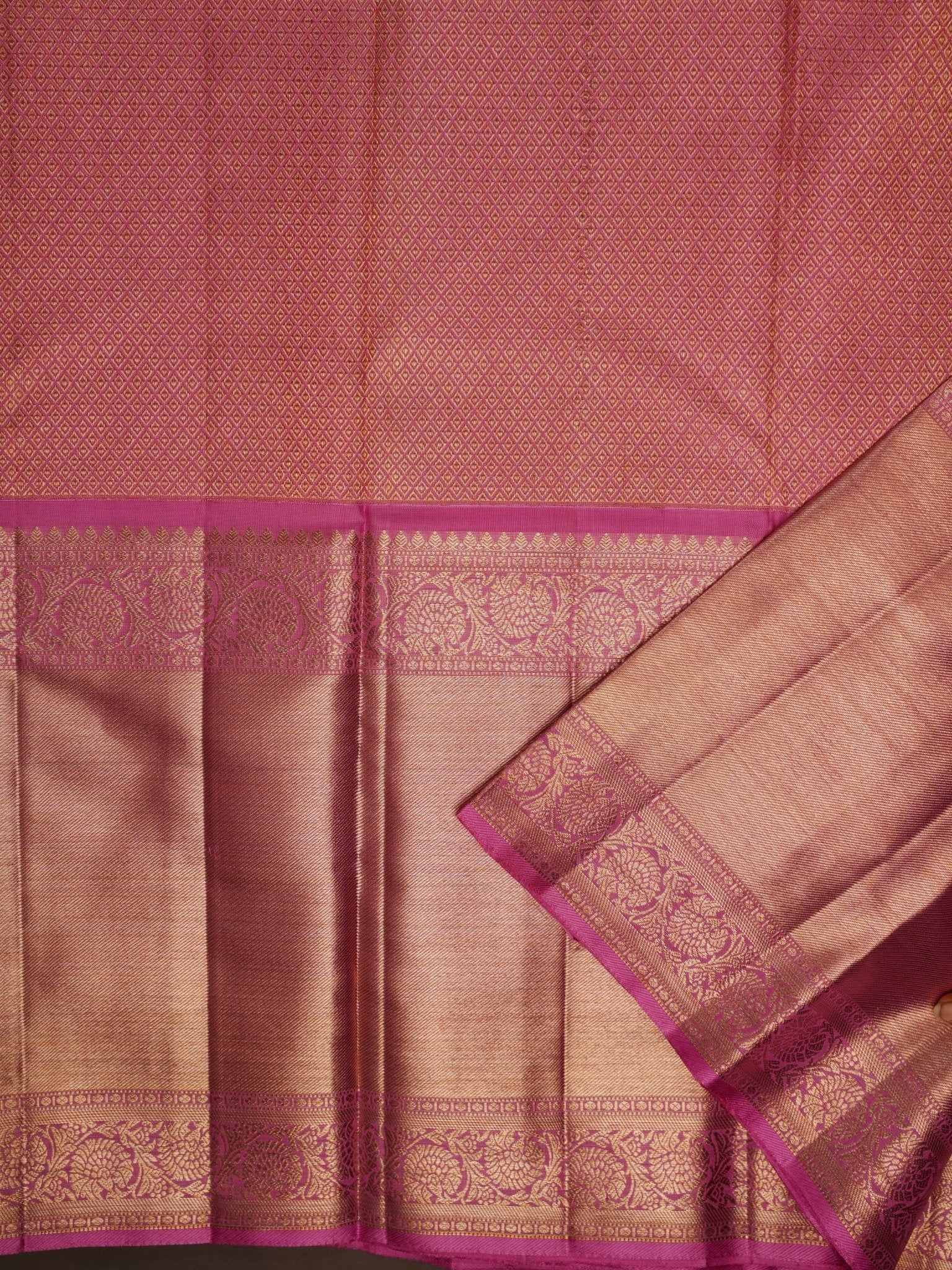 Kanchipuram Silk Pink 100% Pure Silk  Manoranjitham Weaves - Handloom Store