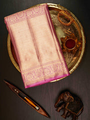 Kanchipuram Silk Pink 100% Pure Silk  Manoranjitham Weaves - Handloom Store