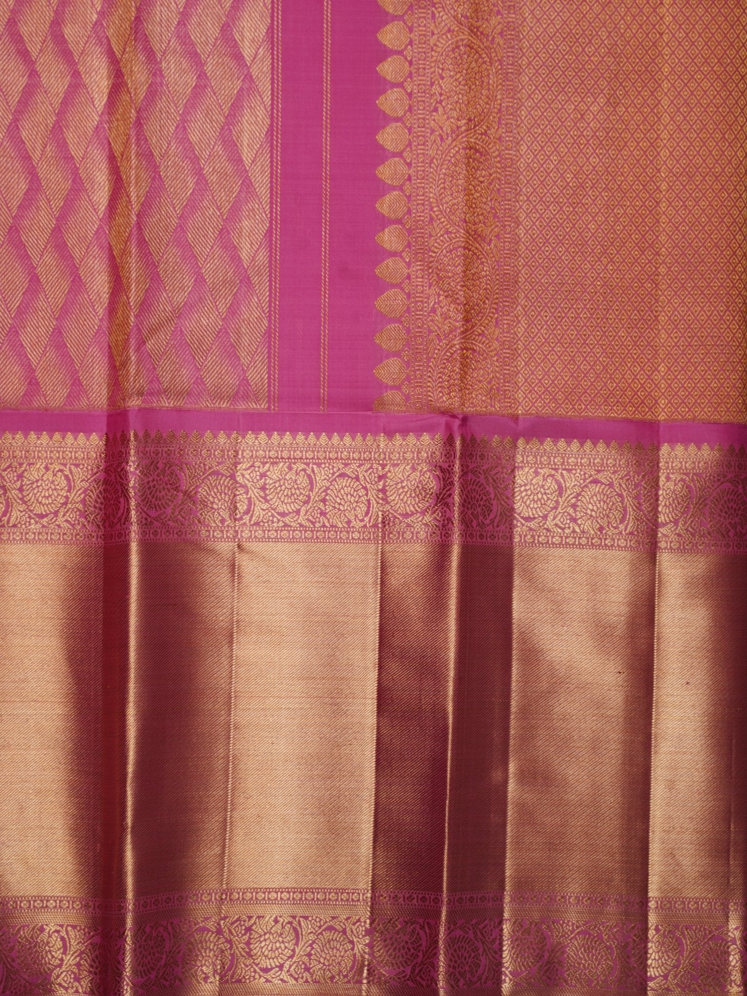 Kanchipuram Silk Pink 100% Pure Silk  Manoranjitham Weaves - Handloom Store