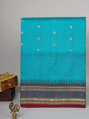 Gadwal Silk Cyan 100% Pure Silk  Manoranjitham Weaves - Handloom Store