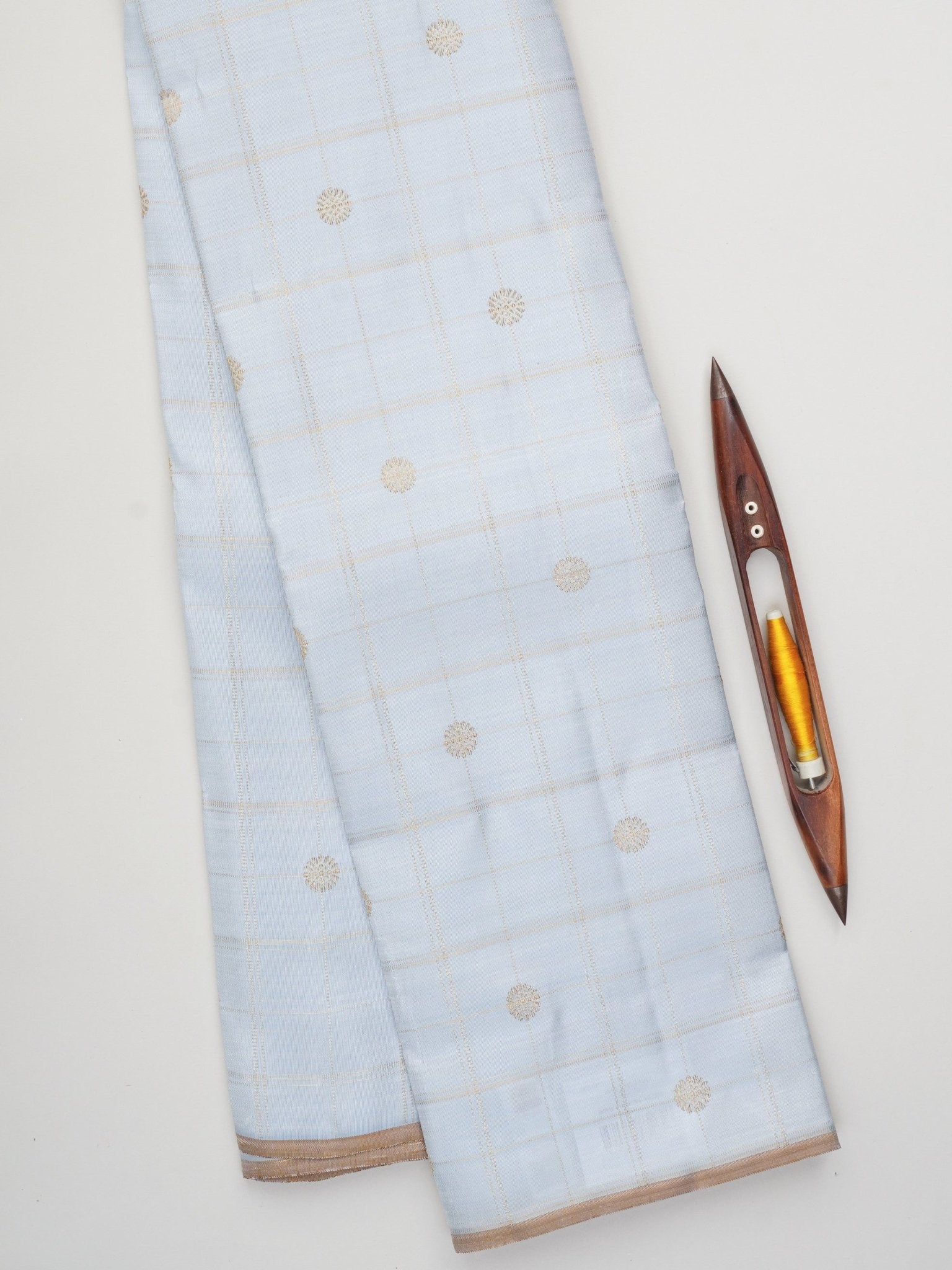Kanchipuram Silk Ice Blue 100% Pure Silk  Manoranjitham Weaves - Handloom Store