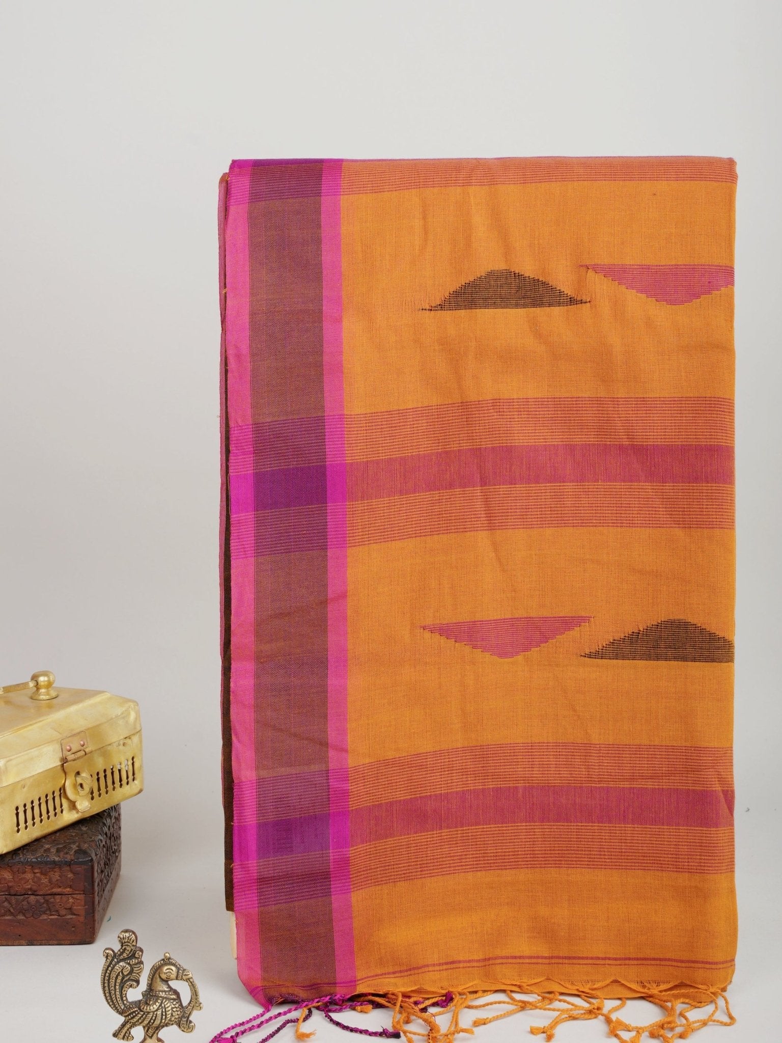 Cotton Orange 100% Pure Cotton Manoranjitham Weaves - Handloom Store