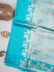 Katan Royal Blue 100% Pure Silk  Manoranjitham Weaves - Handloom Store