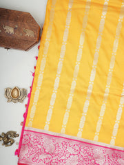 Katan Yellow Katan Semi Silk Manoranjitham Weaves - Handloom Store