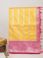 Katan Yellow Katan Semi Silk Manoranjitham Weaves - Handloom Store