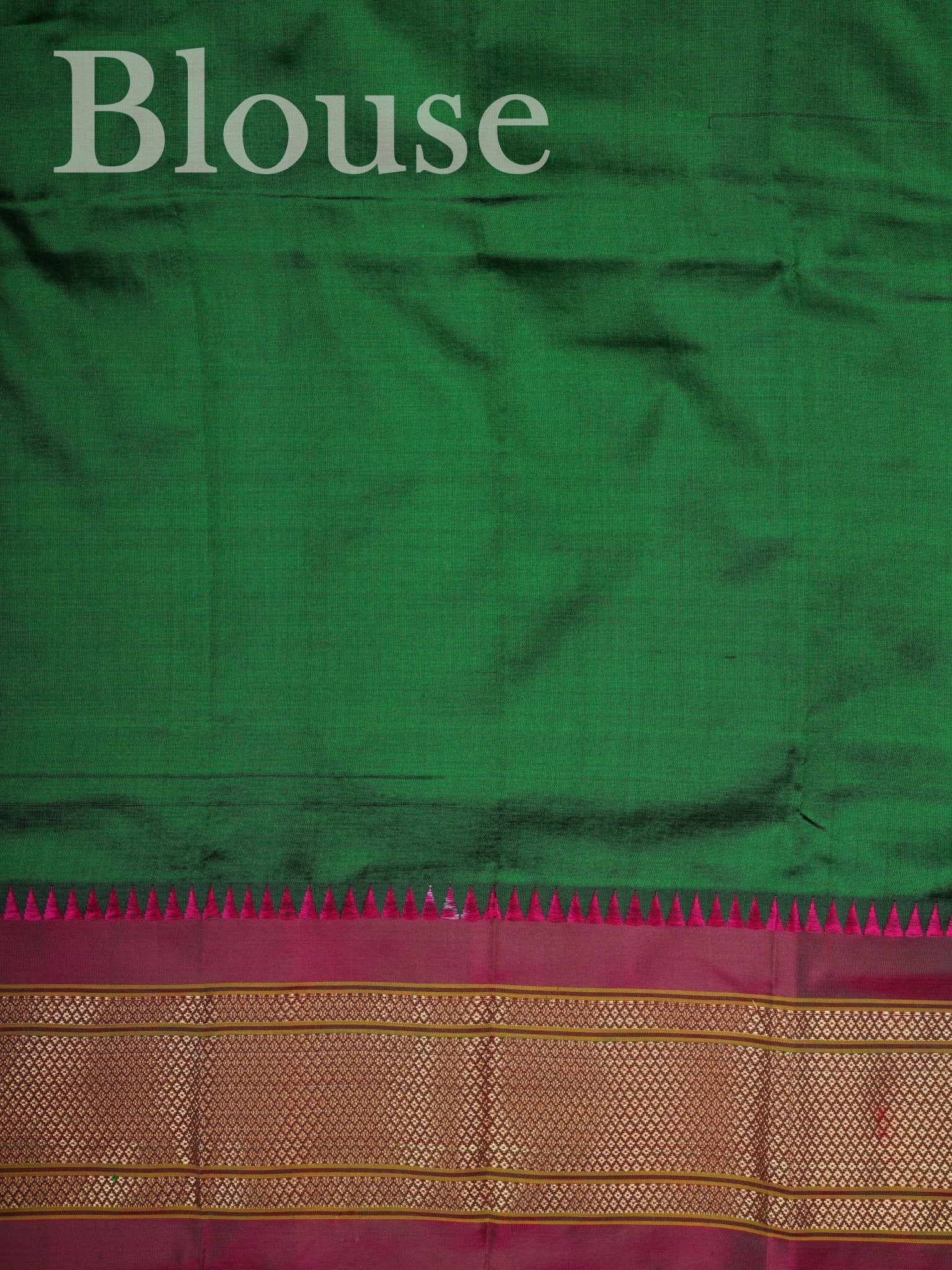 Narayanpet Bottle Green 100% Pure Silk  Manoranjitham Weaves - Handloom Store