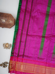 Narayanpet Bottle Green 100% Pure Silk  Manoranjitham Weaves - Handloom Store
