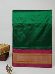 Narayanpet Bottle Green 100% Pure Silk  Manoranjitham Weaves - Handloom Store